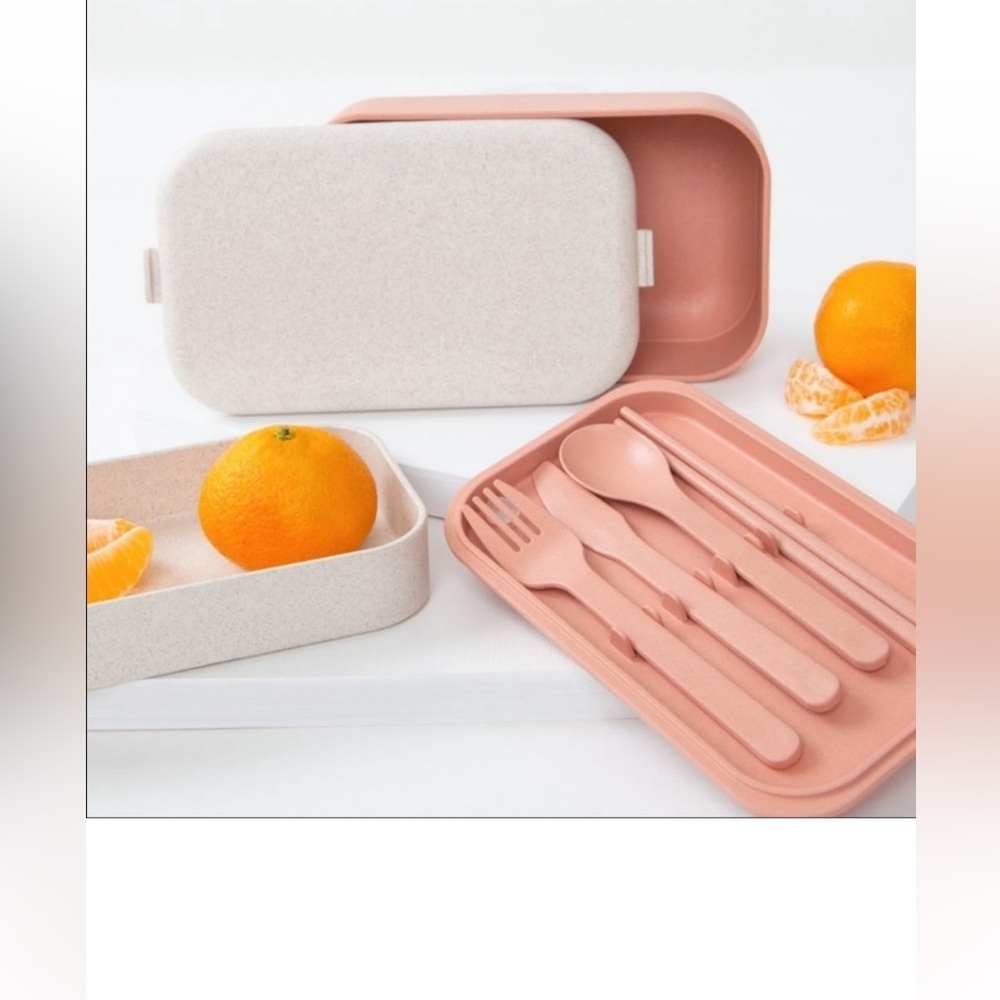 OUR PLACE Eco-Friendly Pink and Cream Lunch Box Set Brand New in Box